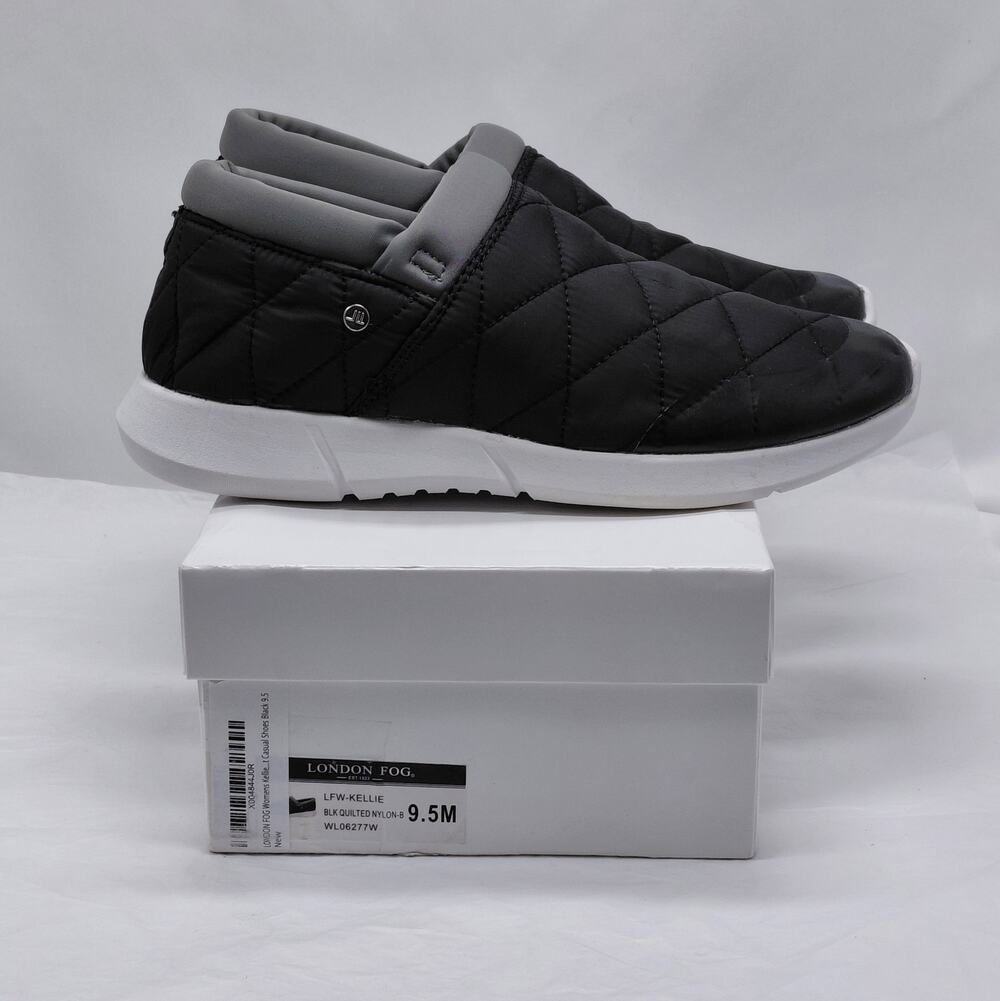 London Fog Kellie Slip On Sneakers Womens 9.5 Black Quilted Casual Comfort Shoes